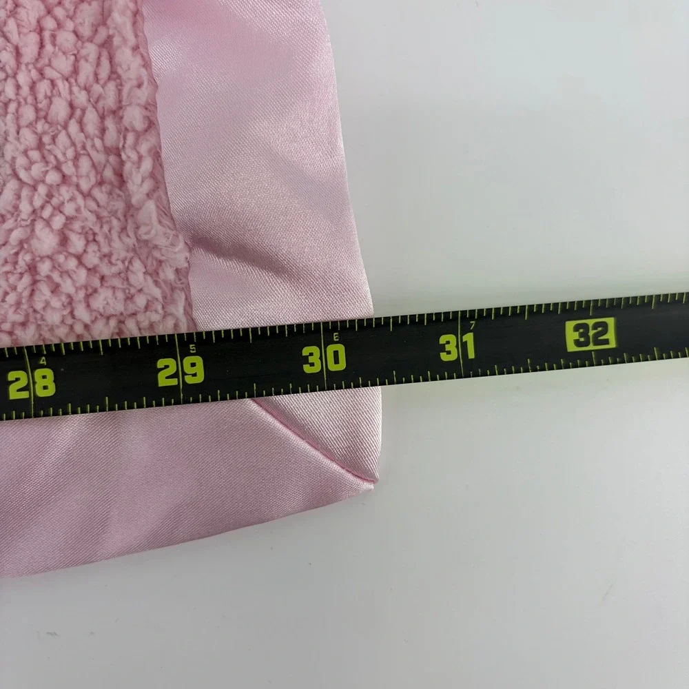 Little Giraffe Chenille Baby Blanket Pink Satin Ruffle Border Plush Crib Wrap 30